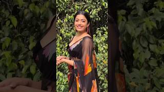 Rashmika mandhana Wear Beautiful Black 🖤 printed Saree 🥻 #viral #outfitideas #grwm