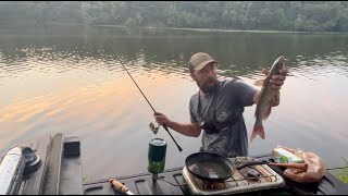 Shore Fishing The Mississippi River (CATCH & COOK WHILE FISHING)