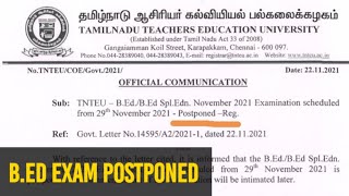 B.ed Exams Postponed 2021…|Tnteu| |B.ed/B.ed special education|