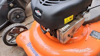 Outcome of repair on Husqvarna mower. Did it correct it? How to add a throttle, remove shutoff bale.