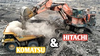 Excavator hitachi 3600 loading Overburden