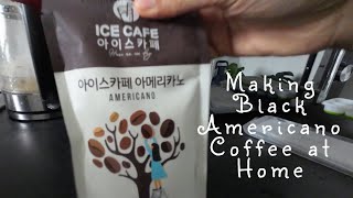 Making Black Americano coffee at home