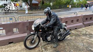 Eddie's one-off Honda CB350 Four takes on Test Hill at Brooklands