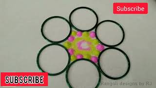 beautiful very simple and easy rangoli | rangoli with bangles