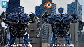 Honda Civic Transformer Maya Blender Render Comparison