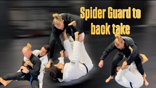 Spider Guard to back take (when partner standing up)