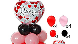 HOW TO Make a Valentine's Day Balloons Centerpiece DIY / Tutorial Decor Baloane I Love You