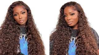 FALL READY HAIR 😍 PERFECT CHOCOLATE BROWN WATERWAVE WIG INSTALL FT ASTERIA HAIR