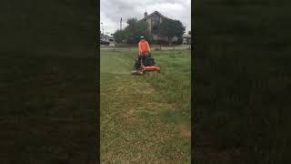 Open field mowing with the 52" Scag V-Ride 2. Tall, wet, thick grass.