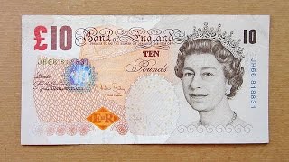 10 British Pounds Banknote (Ten Pounds Sterling England: 2000) Obverse & Reverse