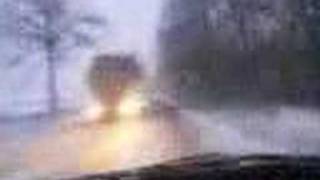 Driving on really snowy road in Hungary (Nothing extra)