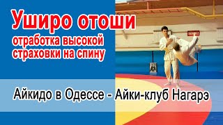 Айкидо в Одессе. Отработка уширо отоши (уширо тоби укеми) в парах. Страховка с падением на спину.