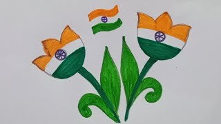 Independence Day Drawing Flower / Independence Day Drawing New 2024 / 15 August Par Drawing / Flower