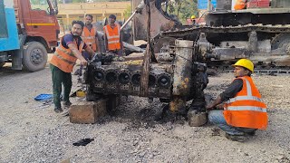 Cummins engine बड़का मशीन से पलटते हुए #cummins #engine #bemldozer engine #work Full HD#new  #video