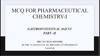 MCQ on GASTROINTESTINAL AGENT   PART  II