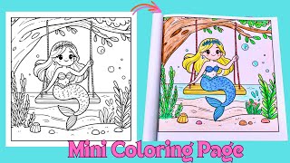 Mermaid on the Swing | Cute Coloring Page | Coloring Fun For Kids