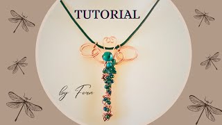 Dragon fly Pendant Turquoise Beads wire wrapped Pendant/wire art Jewelry