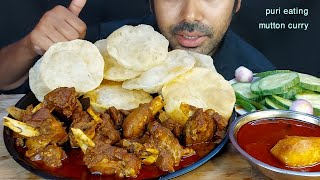 mutton nalli masala spicy mutton potato mix gravy soft desi puri salad eating show mukbang food