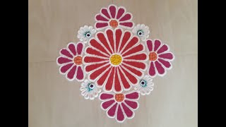 Satisfying flower rangoli designs l satisfying videos l Easy rangoli design l Rangoli by Sneha