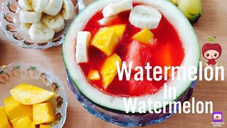 Watermelon in Watermelon Salad for kids & family to enjoy interesting way of eating fruits