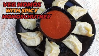 Veg Momos With Spicy🔥 Momos Chutney Recipe| Street Style Momos ki Recipe|Easy Way to Fold Momos|