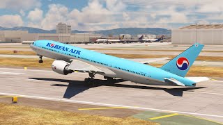 Impossible plane landing!!! Boeing 777 Korean Air Landing At Los Angeles Airport MFS2020 #shots