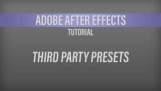 Adobe After Effects – Installing and Using Third Party Presets