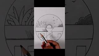 circle ⭕ scenery drawing 💖#youtubeshorts #viral #trending #shorts