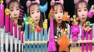 eating candy asmr compilation 🥰😍 || asmr eating pink and blue food || people eating candy asmr #asmr