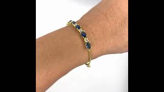 Simulated Blue Sapphire and Cubic Zirconia Adjustable Drawstring Bolo Bracelet