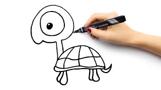 How to draw turtle step by step 🐢 easy drawing | learn to draw | Drawing for kids | Рисуем черепаху