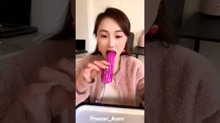 Pink ice eating asmr