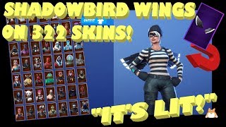 Back Bling Showcase: Fortnite "SHADOWBIRD WINGS" on ALL SKINS [322] ("SHADOWS RISING" Pack) Part 2/3