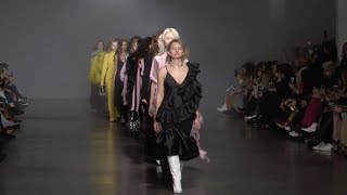 Models and designer on the runway for the Marques Almeida Fashion Show in London