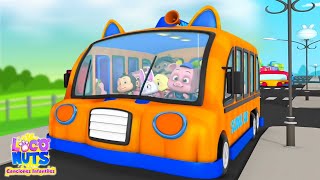 Las Ruedas Del Autobús Canción Divertido Paseo Con Loco Nuts Dibujos Animados