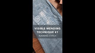 Visible mending techniques for beginners - Patching linen pants with the running stitch