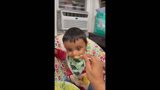 cute baby eating sibling's solid food||6 month old baby eating  food#short#youtube short#trending