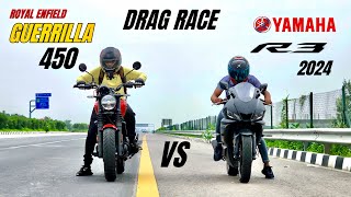 Royal Enfield Guerrilla 450 vs Yamaha R3 2024 | drag race | shocking results 😱