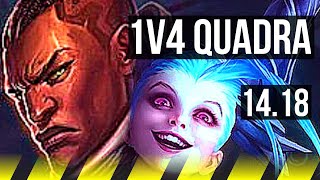 LUCIAN & Brand vs JINX & Milio (ADC) | 1v4 Quadra, 9/3/6 | NA Grandmaster | 14.18