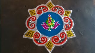 vinayakar chathurthi 3*2beautiful  flowerkolam/ganesha traditionalrangoli/gokulramyakolangal