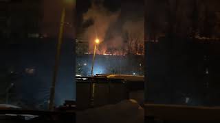 Москва,ночью 09.02.24.Пожар в жилом доме м.Аэропорт ул.Черняховского.