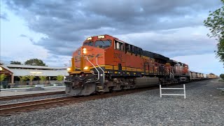 BNSF 3742 leading a flatcar train through Elk Grove