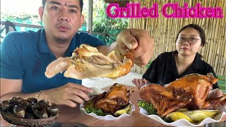 ប្រពន្ធចង់ញាំមាន់ដុត | Cambodian Food, Grilled Chicken and Steamed Snails with my Glasses Wife