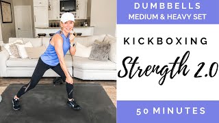 50 Minute At Home Kickboxing Strength Workout 2.0 | Dumbbells