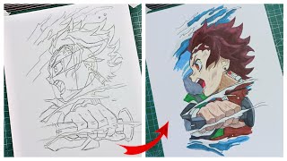 Cara Menggambar Kamado Tanjiro [Demon Slayer] - Kimetsu No Yaiba | Tutorial Step by Step