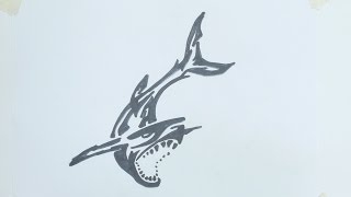 How to draw shark tribal tattoo