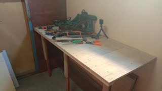 BUILT IN WORK BENCH USING SCRAP WOOD