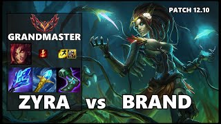 SEASON 12 GRANDMASTER Support Gameplay - ZYRA vs BRAND Patch 12.10