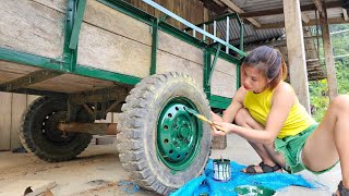 Repair the body, replace the tires, and repaint the bed for the trailer.