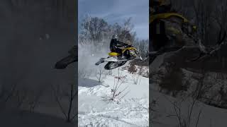 Trail sled getting some air😂 #snow #skidoo #snowmobile #jump #winter